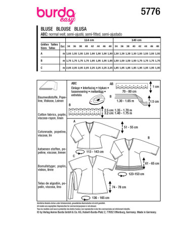 Patrón de blusa - Burda 5776