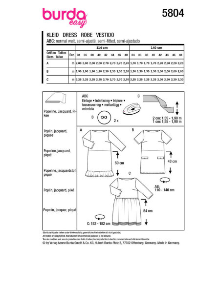 Patrón de vestido - Burda 5804