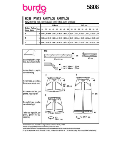 Patrón de pantalón - Burda 5808