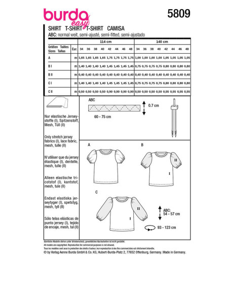 Patrón de camiseta - Burda 5809