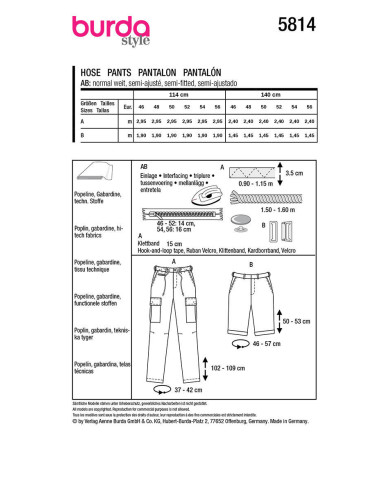 Patrón de pantalón - Burda 5814