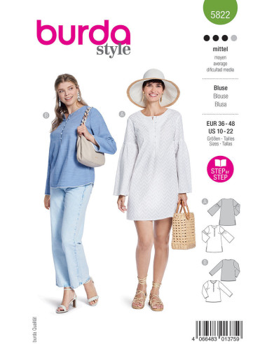 Patrón de blusa - Burda 5822