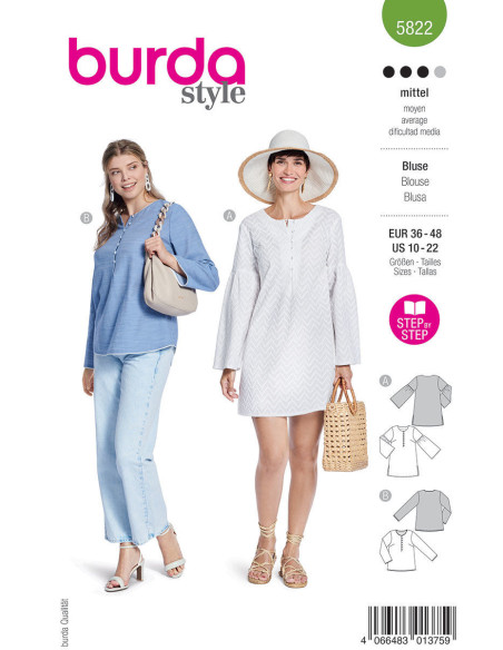 Patrón de blusa - Burda 5822