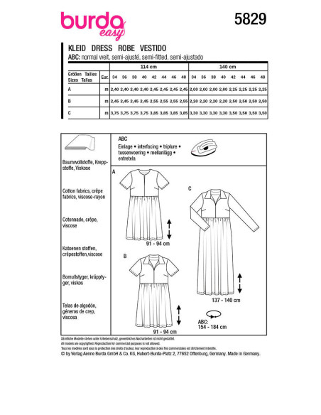Patrón de vestido - Burda 5829