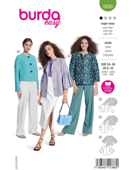 Patrón de chaqueta - Burda 5830