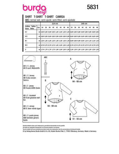 Patrón de camiseta - Burda 5831