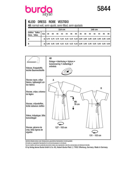Patrón de vestido - Burda 5844