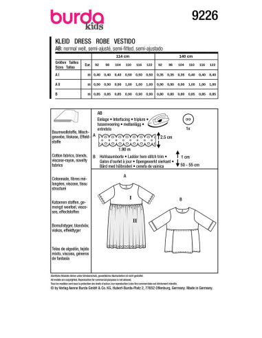 Patrón de vestido y blusa - Burda 9226