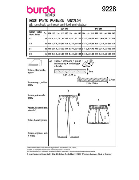 Patrón de pantalón - Burda 9228