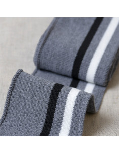 Puños y cintura de canalé - Gris con rayas blancas y negras