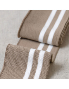 Puños y cintura de canalé - Beige con rayas blancas