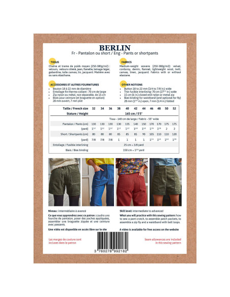 Patrón de pantalón y short Berlín - Ikatee