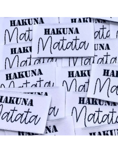 Lote de 5 etiquetas tejidas para coser Hakuna Matata