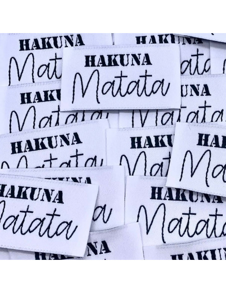 Lote de 5 etiquetas tejidas para coser Hakuna Matata