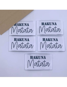 Lote de 5 etiquetas tejidas para coser Hakuna Matata 2
