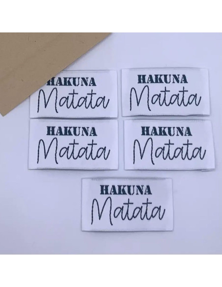 Lote de 5 etiquetas tejidas para coser Hakuna Matata