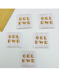 Lote de 5 etiquetas tejidas para coser Girl Power 2