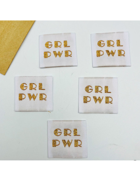 Lote de 5 etiquetas tejidas para coser Girl Power