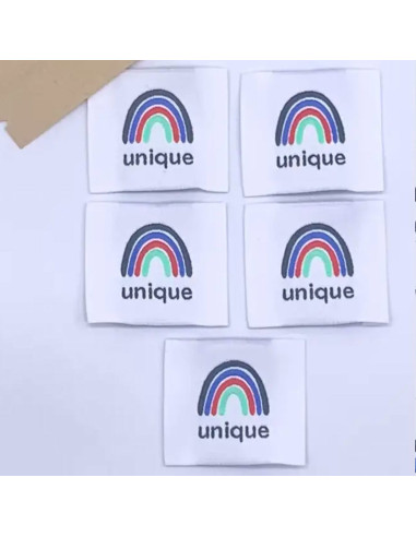 Lote de 5 etiquetas tejidas para coser Único - Azul