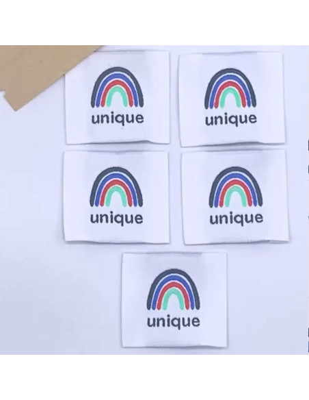 Lote de 5 etiquetas tejidas para coser Único - Azul