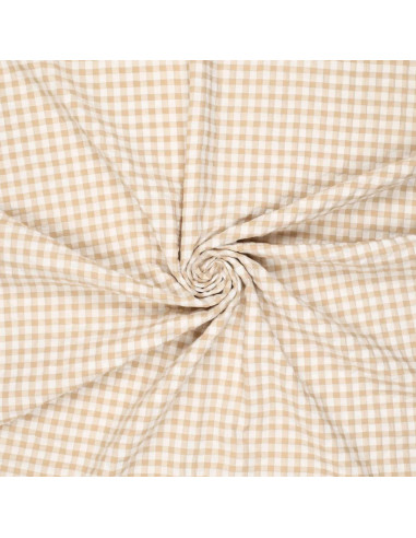 Tela Seersucker a cuadros - Beige