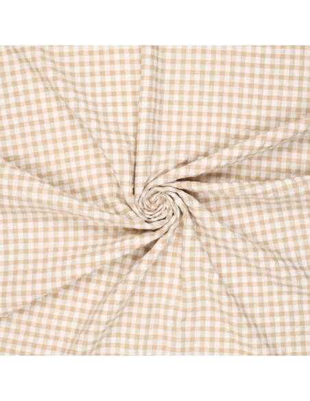 Tela Seersucker a cuadros - Beige
