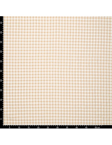 Tela Seersucker a cuadros - Beige