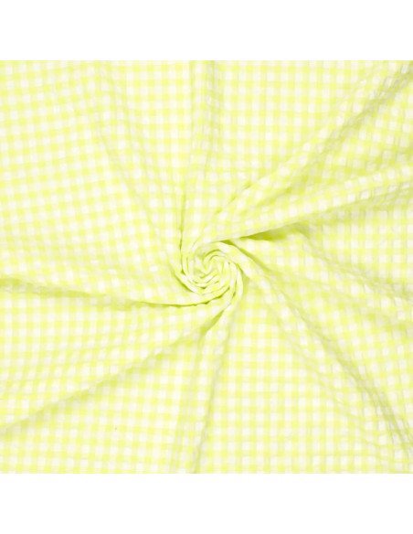 Tela Seersucker a cuadros - Amarillo