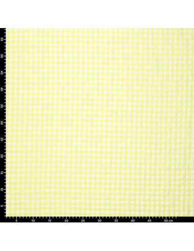 Tela Seersucker a cuadros - Amarillo