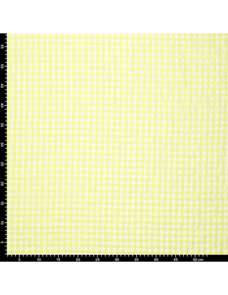 Tela Seersucker a cuadros - Amarillo