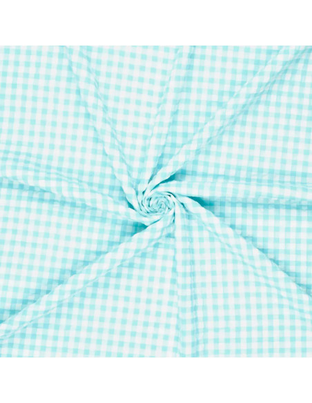 Tela Seersucker a cuadros - Azul turquesa