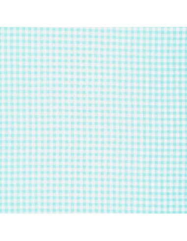 Tela Seersucker a cuadros - Azul turquesa