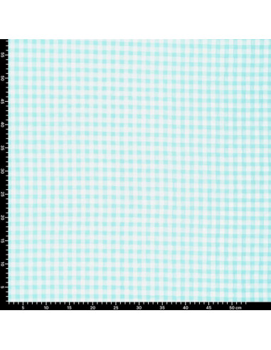 Tela Seersucker a cuadros - Azul turquesa