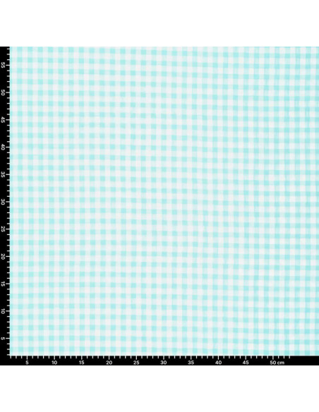 Tela Seersucker a cuadros - Azul turquesa