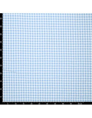 Tela Seersucker a cuadros - Azul