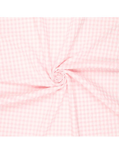 Tela Seersucker a cuadros - Rosa