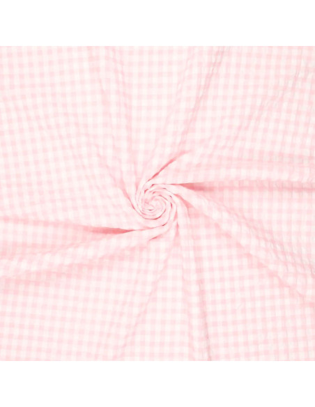 Tela Seersucker a cuadros - Rosa