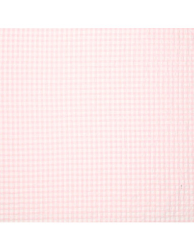 Tela Seersucker a cuadros - Rosa