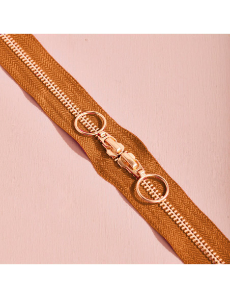 Cierre de doble cursor Gold y Pecan Pie 40 cm - Atelier Brunette