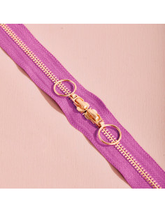 Cierre de doble cursor Gold y Bubble Gum 40 cm - Atelier Brunette