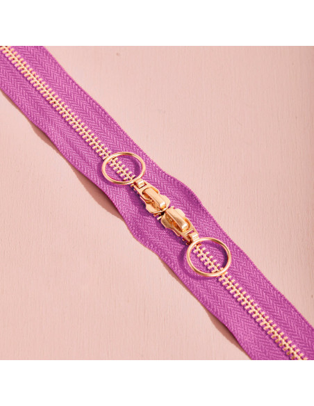Cierre de doble cursor Gold y Bubble Gum 40 cm - Atelier Brunette