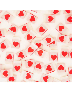Juego de 8 etiquetas tejidas - Corazón rojo