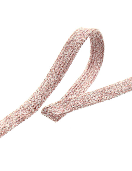 Cordón trenzado plano jaspeado - Rosa