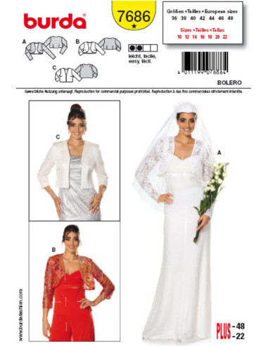 Patrón de bolero - Burda 7686