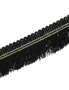 Fleco con pespunte dorado de 30 mm - Negro