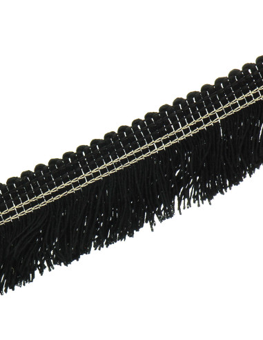 Fleco con pespunte dorado de 30 mm - Negro