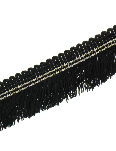Fleco con pespunte dorado de 30 mm - Negro