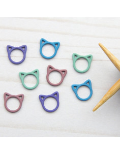 Juego de 8 marcadores de puntos cerrados - Gato colorido