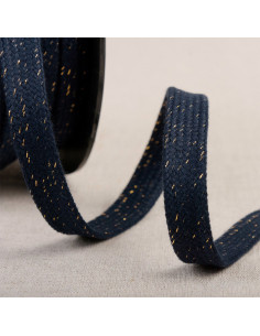 Cordón trenzado plano lurex - Marino y oro