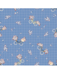 Tejido satén de algodón Bicicleta azul - Lise Tailor 2
